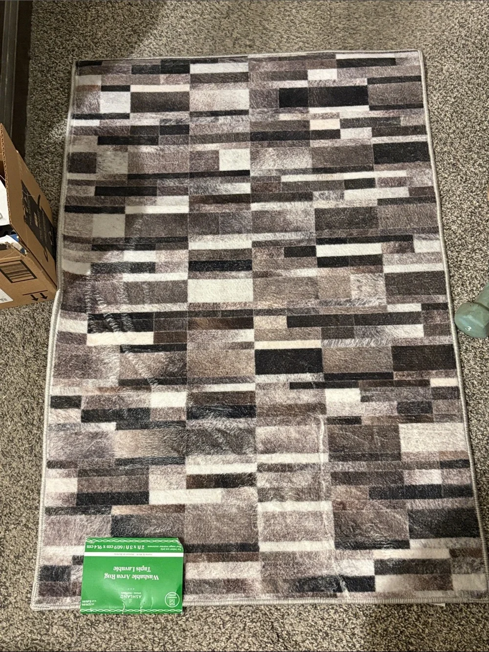 Ashland Gray, Brown and Cream Washable Area Rug